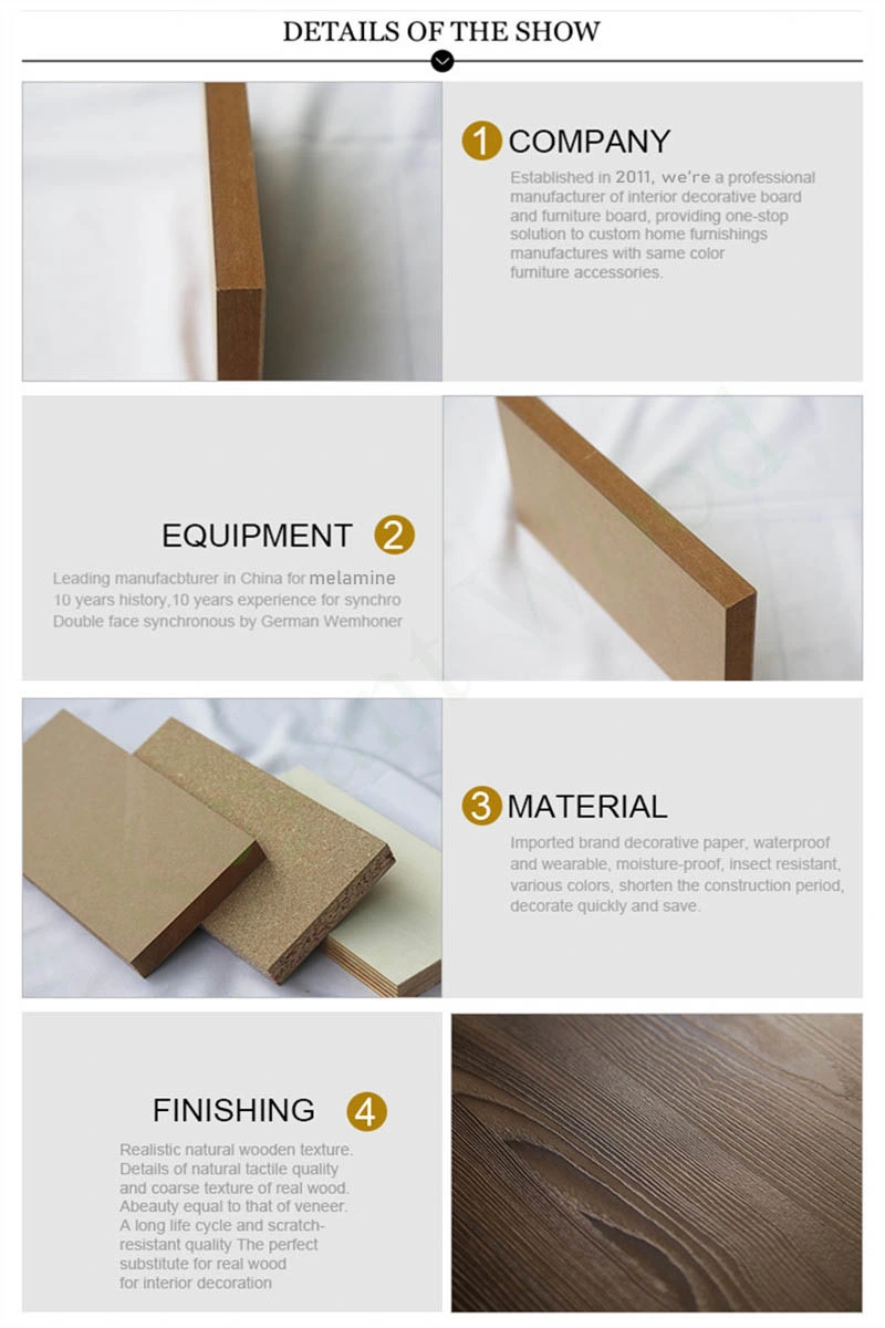 High Quality Woodgrain MDF Mlelamine Laminated for Furniture